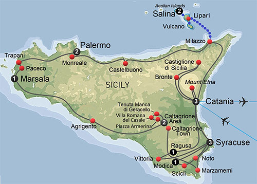 Sicily Tour with Rosa Map